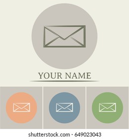 Business cards design. Vector icon Envelope with paper sheet - concept of email