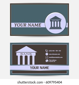 Business cards design. Vector illustration. Bank building vector icon