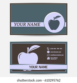 Business cards design. Vector illustration. Pictograph of apple