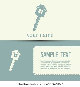 Business cards design. Vector illustration of house key