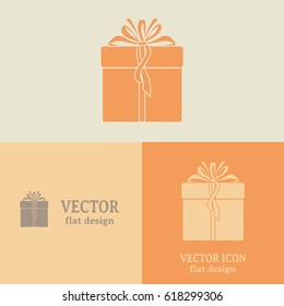 Business cards design. Vector illustration of gift box