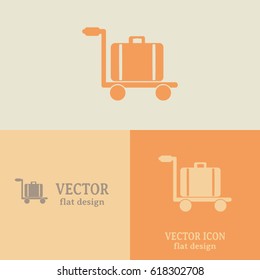 Business cards design.  Vector illustration of trolley suitcase 