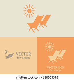 Business cards design. Vector illustration of a sun lounger