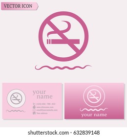 Business cards design.  Vector illustration of the restricted area sign no smoking 
