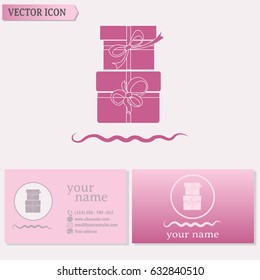 Business cards design. Vector illustration of gift box