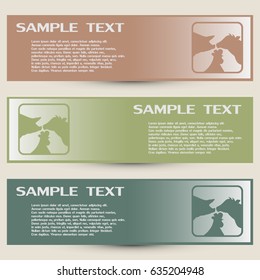 Business cards design. Vector illustration silhouette of cows,chicken and pigs