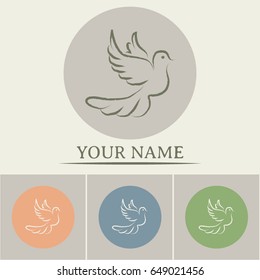 Business cards design. Vector illustration Flying dove for peace