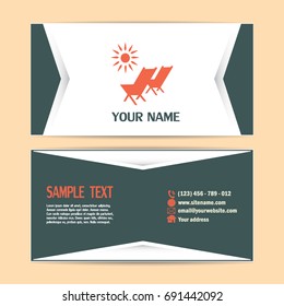 Business cards design. Vector illustration of a sun lounger