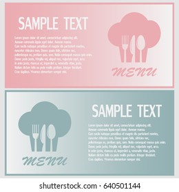 Business cards design.sign with chef hat and spoon, fork, knife 