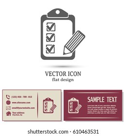Business cards design.Vector checklist icon