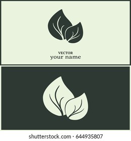 Business cards design.Vector icon leaf 