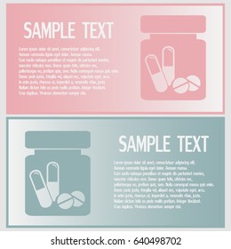 Business cards design.Vector icon Vial of medicine 