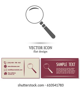 Business cards design.Vector magnifying glass search icon 
