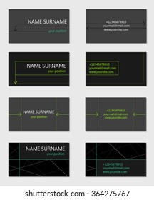 Business cards for engineer, builder, constructor, architect, designer. Set of templates