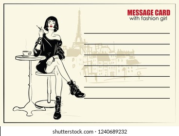 Business cards with fashion woman.