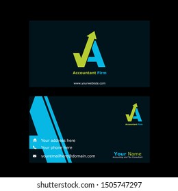 Business cards for financial, accounting, audit and tax advisory companies. This business card template is made by a professional with an accounting logo.