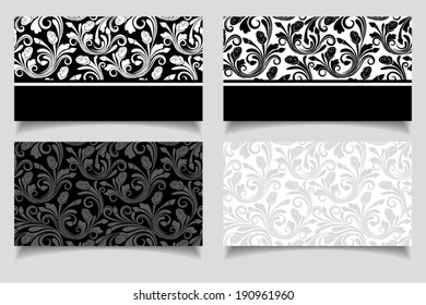 Business cards with floral patterns. Vector EPS-10.