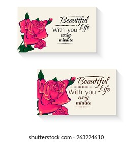 business cards with flowers