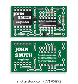 Business cards in the form of electronic circuits. Vector illustration. Isolated on white background.