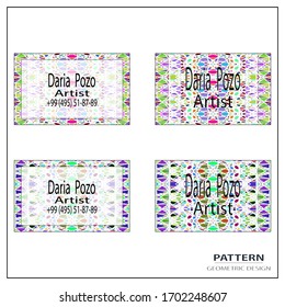 Tarjetas de visita, patrón abstracto geométrico, color