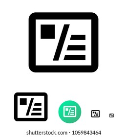 Business cards icon for business, e-commerce. Vector line icon of different sizes 192px, 108px, 48px, 24px for web design and design of mobile applications.