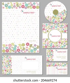 business cards or invitations with colorful floral background for any occasion