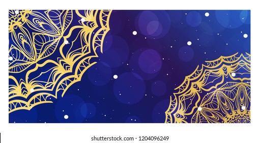 Business Cards, Invitations or Flyaer. Floral mandala Pattern. Oriental Design Layout. Vector Illustration