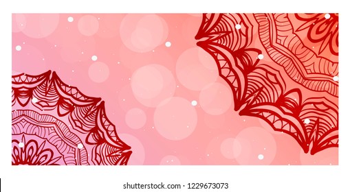 Business Cards, Invitations or Flyaer. Floral mandala Pattern. Oriental Design Layout. Vector Illustration