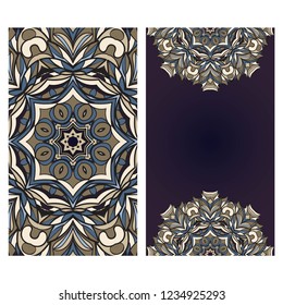 Business Cards, Invitations or Flyaer. Floral mandala Pattern. Oriental Design Layout. Vector Illustration.