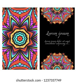 Business Cards, Invitations or Flyaer. Floral mandala Pattern. Oriental Design Layout. Vector Illustration.