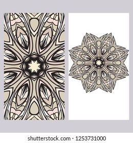 Business Cards, Invitations or Flyaer. Floral mandala Pattern. Oriental Design Layout. Vector Illustration.