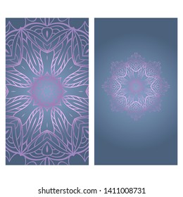 Business Cards, Invitations Or Flyaer. Floral Mandala Pattern. Oriental Design Layout. Vector Illustration. 