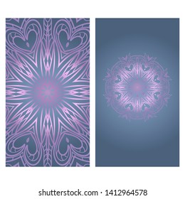 Business Cards, Invitations Or Flyaer. Floral Mandala Pattern. Oriental Design Layout. Vector Illustration. 