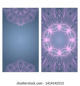 Business Cards, Invitations Or Flyaer. Floral Mandala Pattern. Oriental Design Layout. Vector Illustration. 
