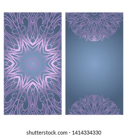 Business Cards, Invitations Or Flyaer. Floral Mandala Pattern. Oriental Design Layout. Vector Illustration. 