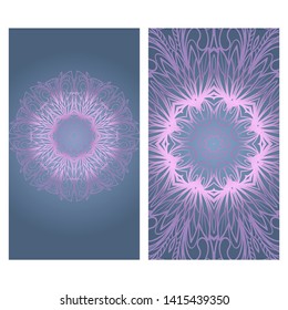 Business Cards, Invitations Or Flyaer. Floral Mandala Pattern. Oriental Design Layout. Vector Illustration. 