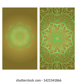 Business Cards, Invitations Or Flyaer. Floral Mandala Pattern. Oriental Design Layout. Vector Illustration. 