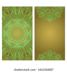 Business Cards, Invitations Or Flyaer. Floral Mandala Pattern. Oriental Design Layout. Vector Illustration. 