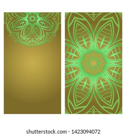 Business Cards, Invitations Or Flyaer. Floral Mandala Pattern. Oriental Design Layout. Vector Illustration. 