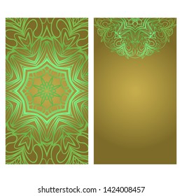 Business Cards, Invitations Or Flyaer. Floral Mandala Pattern. Oriental Design Layout. Vector Illustration. 