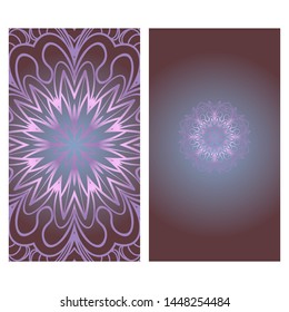 Business Cards, Invitations Or Flyaer. Floral Mandala Pattern. Oriental Design Layout. Vector Illustration. 