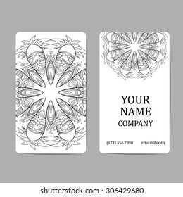 Business cards with mandalas. Card or invitation.Vintage decorative elements. Ethnic, Indian, Islamic, Asian, ottoman, Arabic motif.