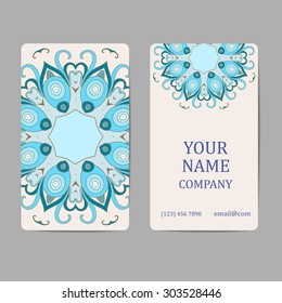 Business cards with mandalas in gjel style. Card or invitation.Vintage decorative elements. Ethnic, Indian, Islamic, Asian, ottoman, Arabic motif.