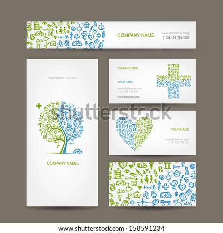 Business cards with medical objects for your design
