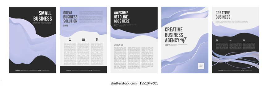 Business cards. Modern business flyers for ads, product brochure with place for text vector design collection. Presentation banners template