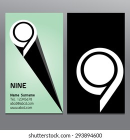 Business cards NINE logo vector.