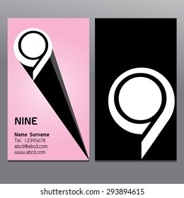 Business cards NINE logo vector.