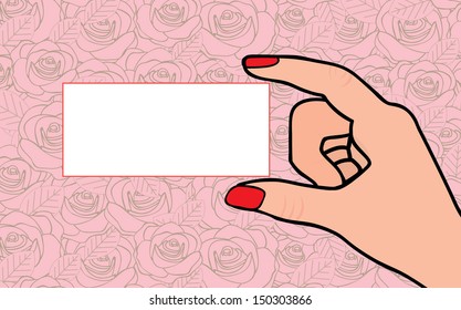 business cards over roses background vector illustration 