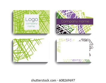 Business cards with a painted pattern. Bright, colorful business cards for business with a place for a logo in the style of pop art
