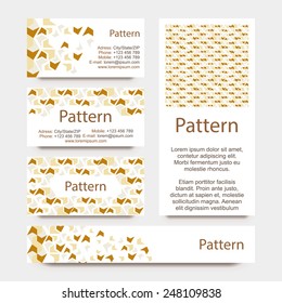 Business cards pattern with broken wall or puzzle ornament. INCLUDES SEAMLESS PATTERN. CMYK